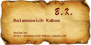 Balassovich Kabos névjegykártya